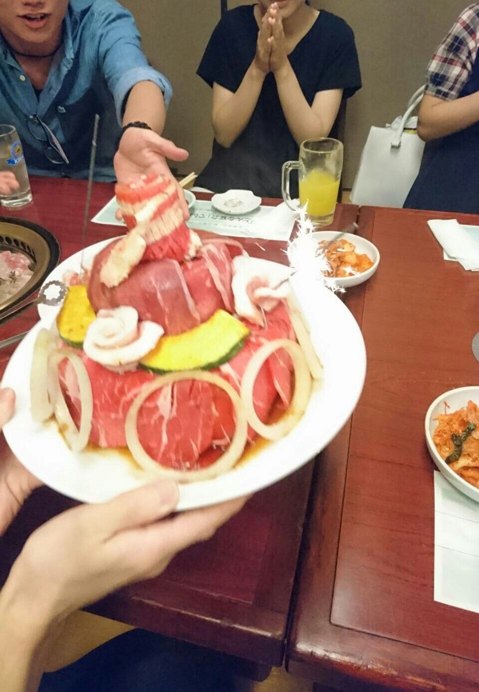 焼肉会 肉ケーキ